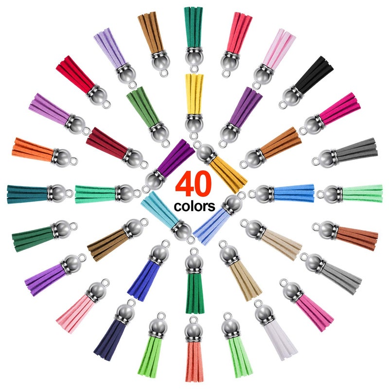 Duufin 200 Pieces Keychain Tassels Bulk Leather Tassel Pendants Multi Color Tassels for Keychain Making Craft and DIY, 40 Colors - Image 2